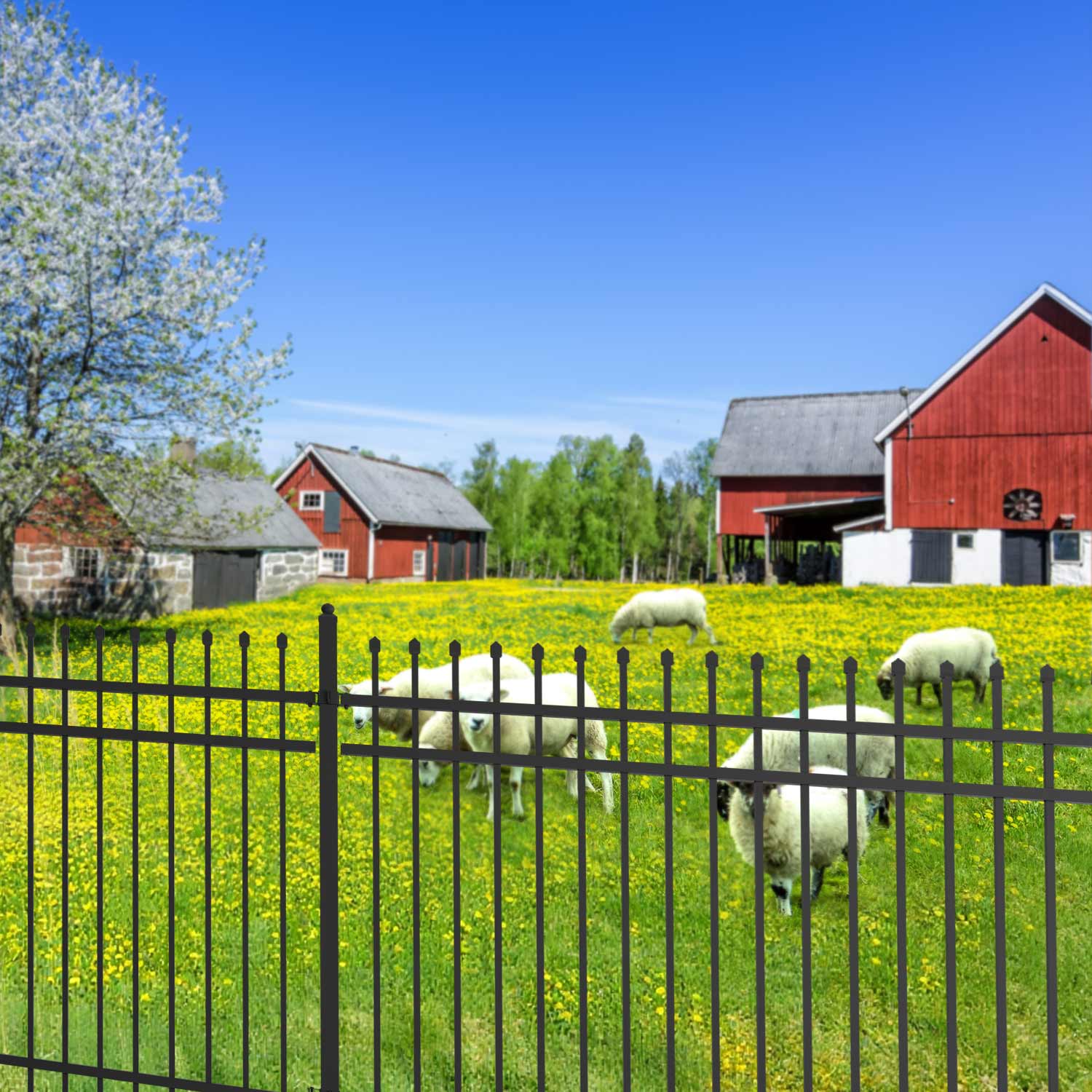 10x7 ft Steel Fence with 4 Rails, 30 Panels - Image 6