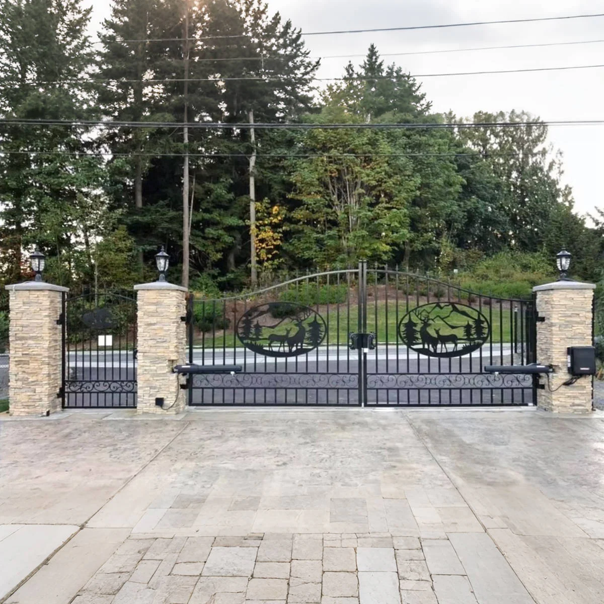 14x8 ft Steel Dual Swing Driveway Gate - Image 42