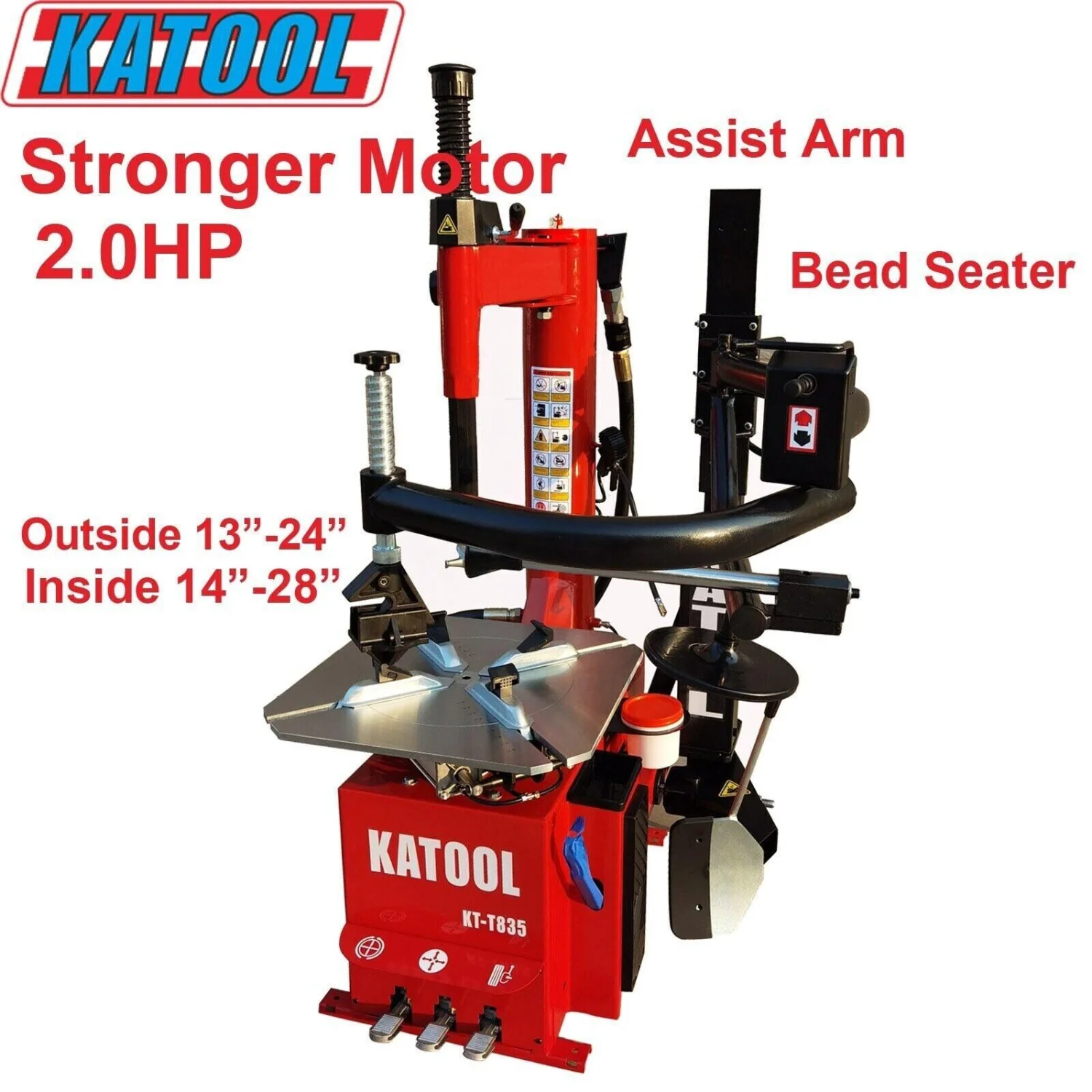 Katool KT-T835 Tire Changer w/ Bead Blaster, Max 28" Rim Clamping - Image 3