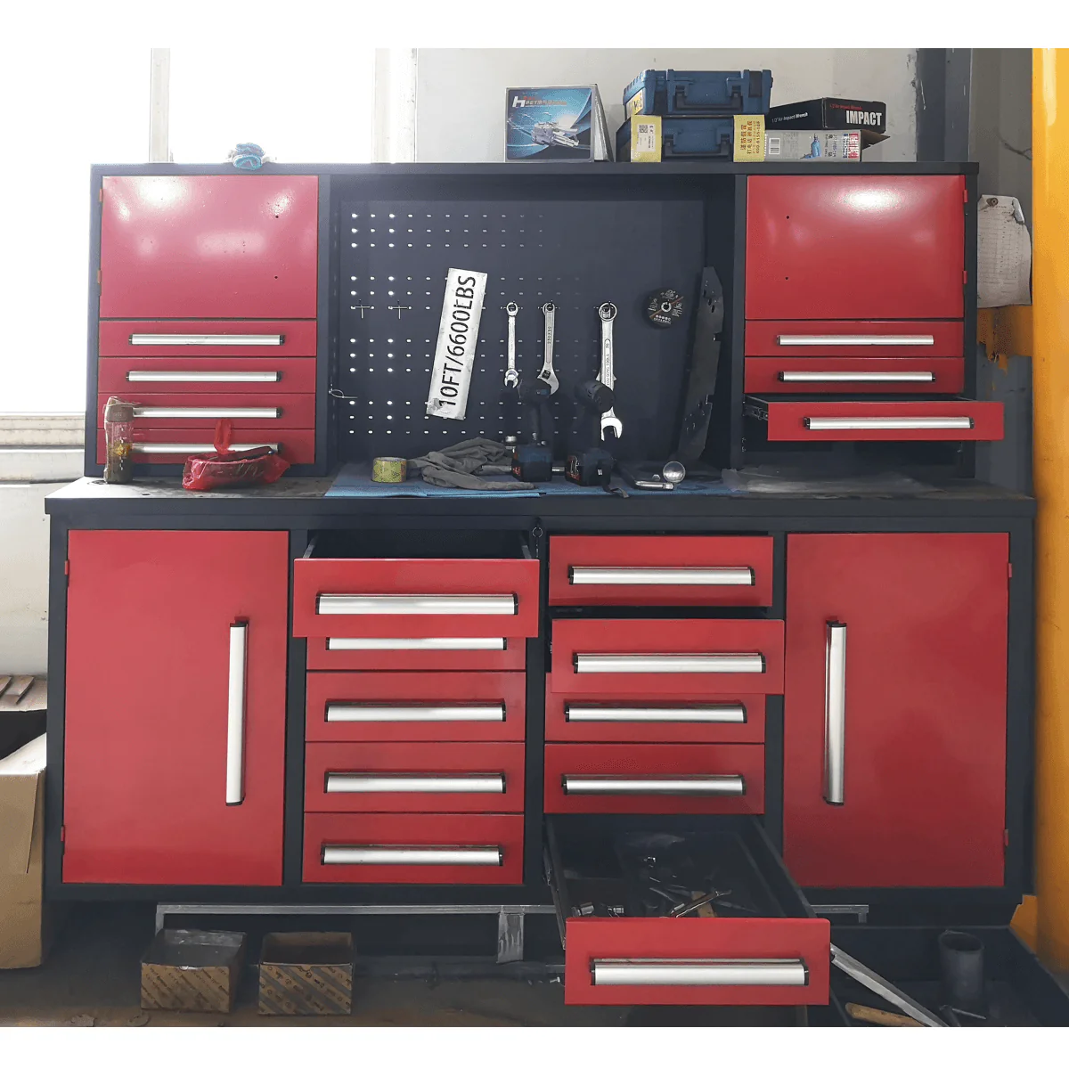 7 ft Garage Workbench Cabinet (18 Drawers & 4 Cabinets & Pegboard) - Image 19