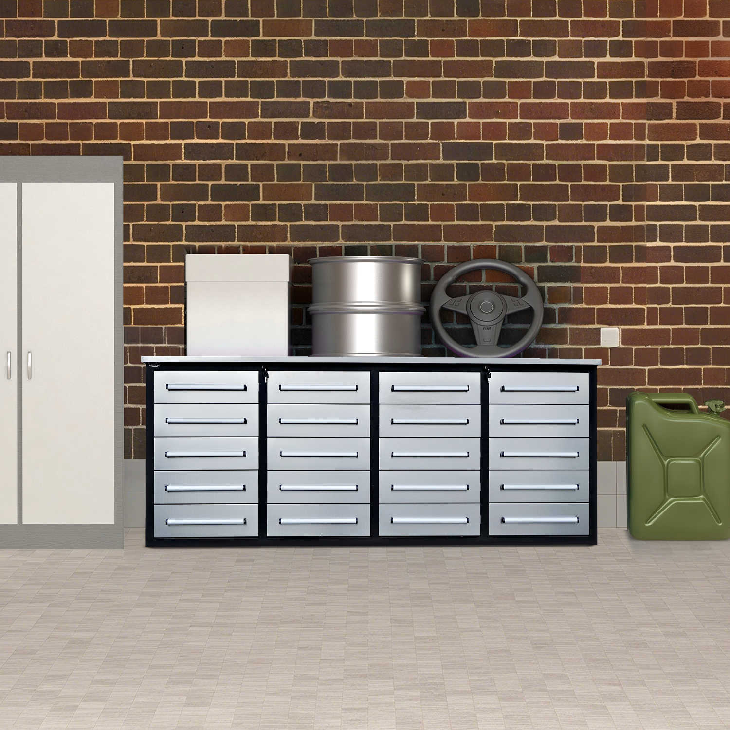 7ft Heavy Duty Garage Workbench Cabinet with 20 Drawers - Image 10