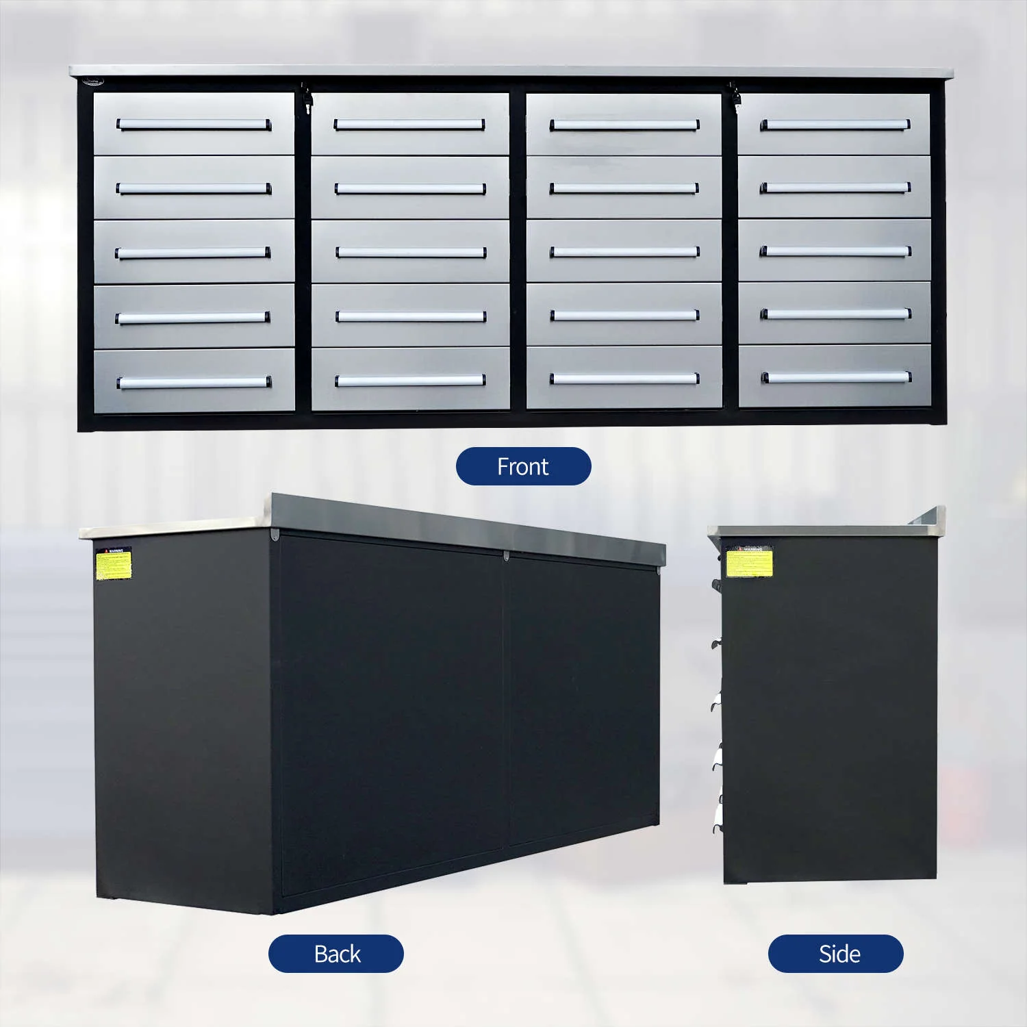 7ft Heavy Duty Garage Workbench Cabinet with 20 Drawers - Image 13