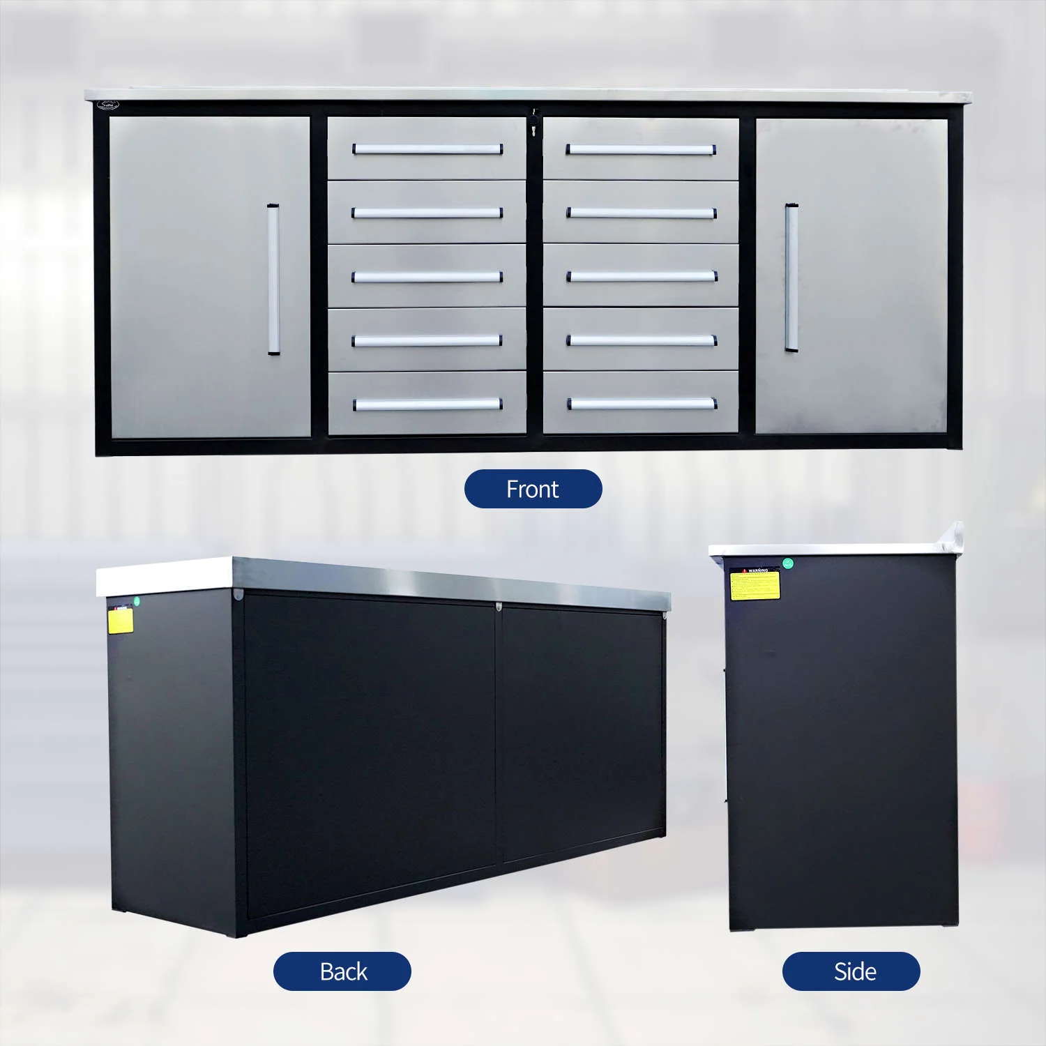 7ft Heavy Duty Workbench with 10 Drawers & 2 Cabinets - Image 15