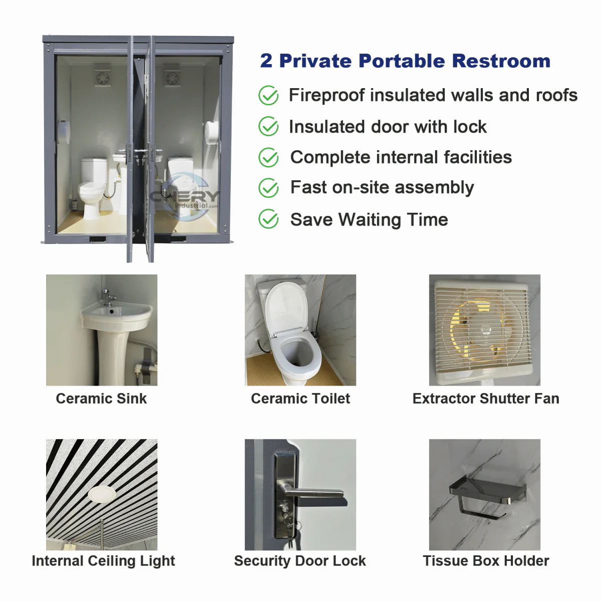 2 Private Toilet Stalls Portable Restroom - Image 6