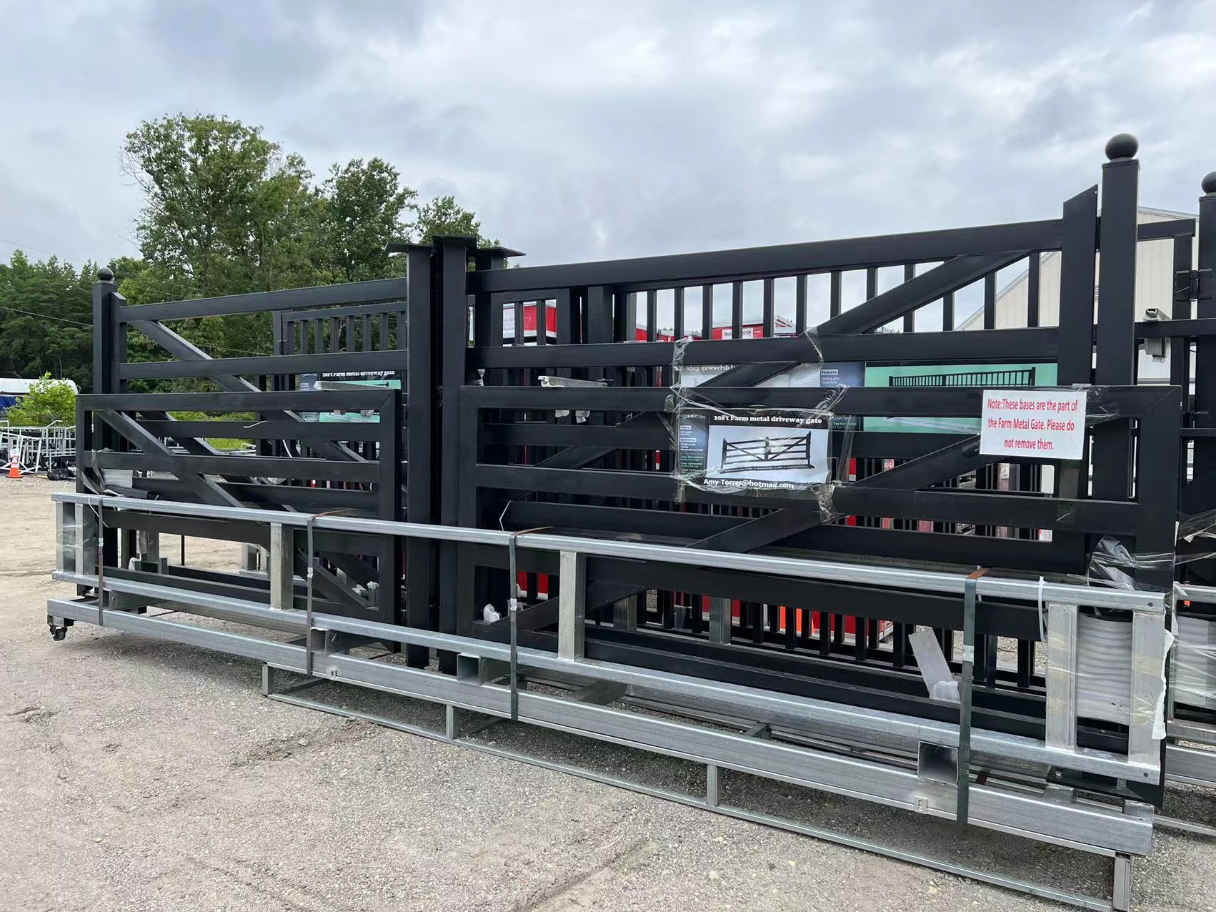 20 ft Farm Driveway Gate with Diagonal Tubes, Dual Swing - Image 11