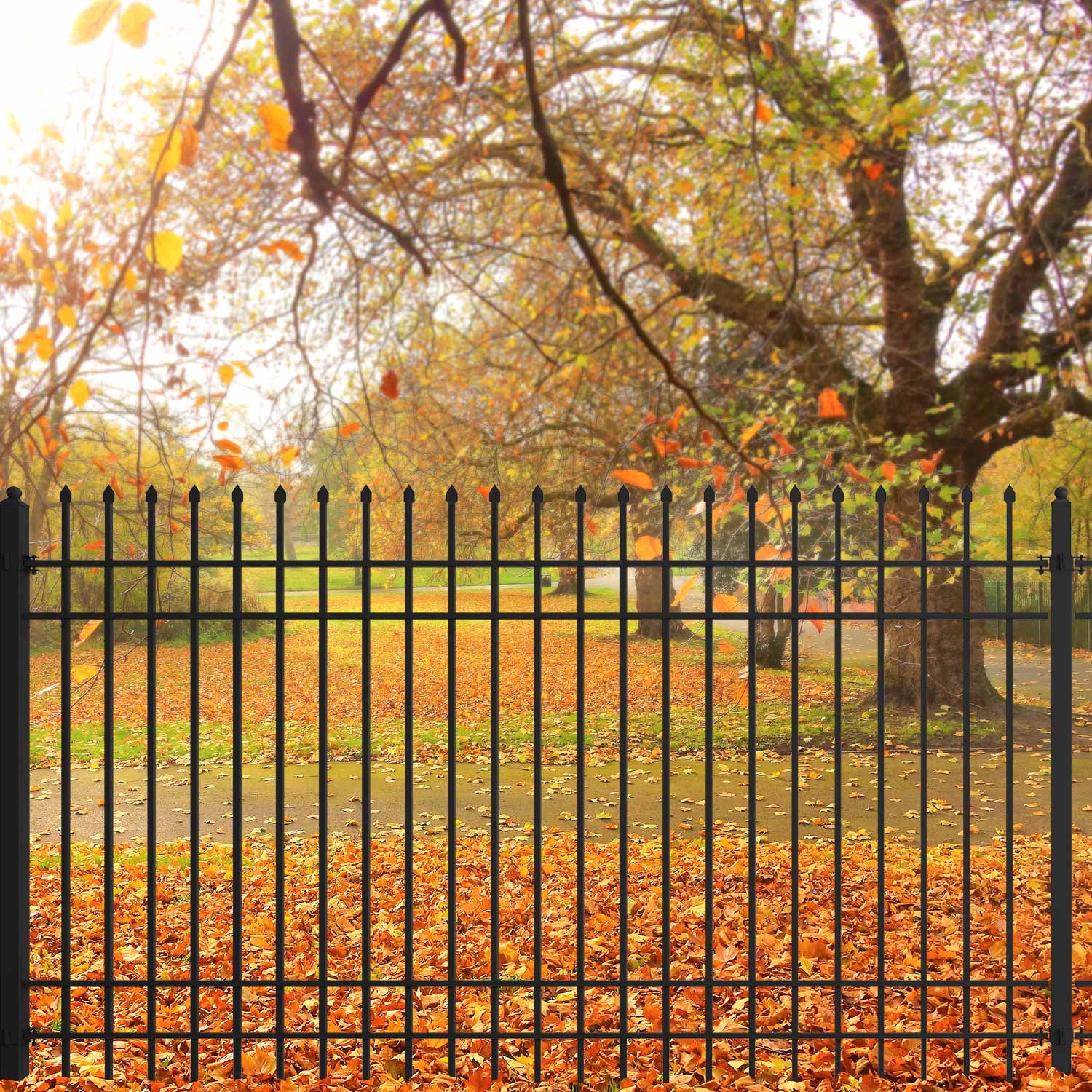 10x7 ft Steel Fence with 4 Rails, 30 Panels - Image 4