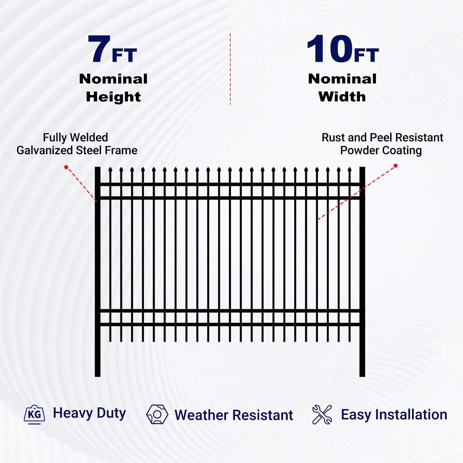 10x7 ft Steel Fence with 4 Rails, 30 Panels - Image 3