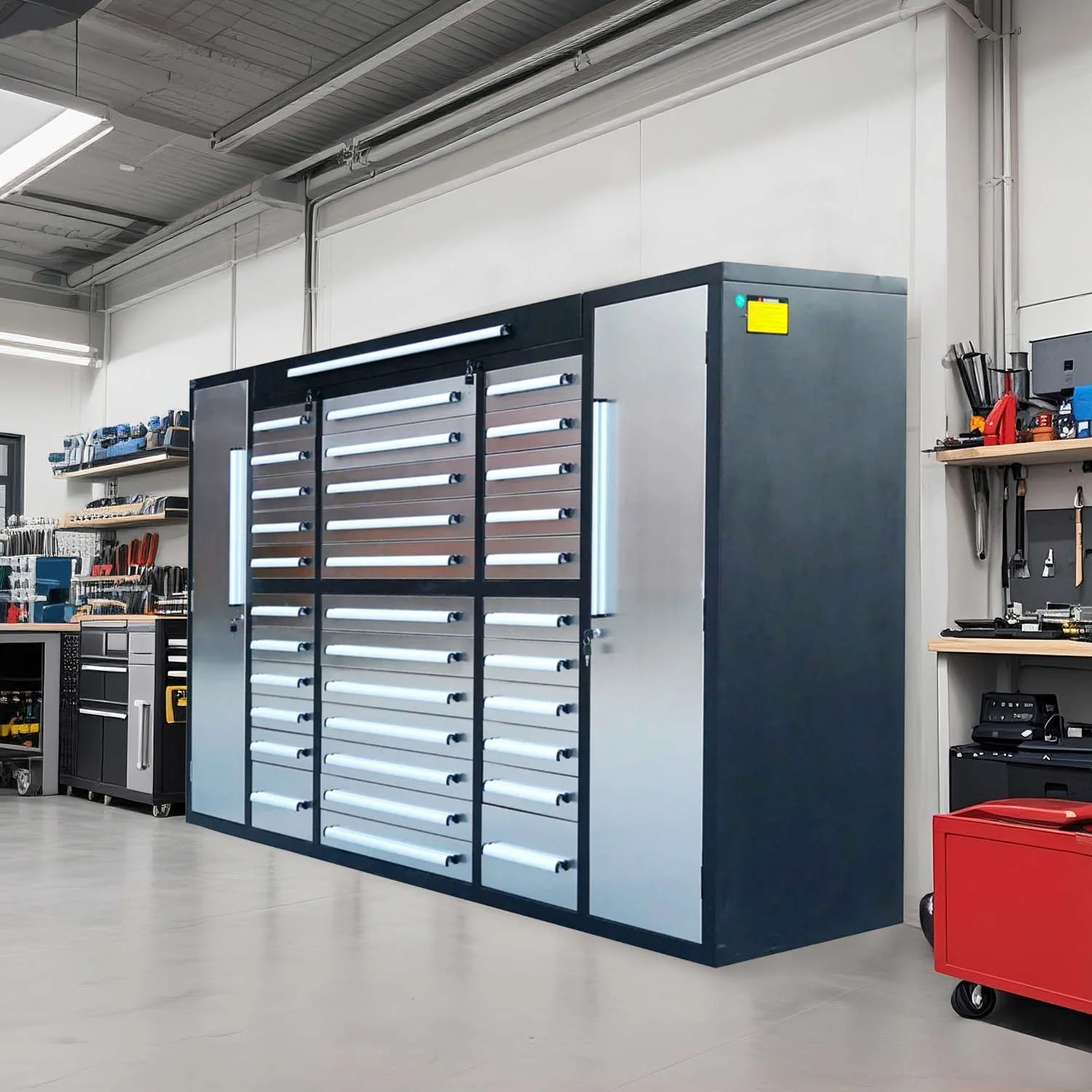 9 ft Garage Storage Cabinet with 34 Drawers & 2 Cabinets - Image 7