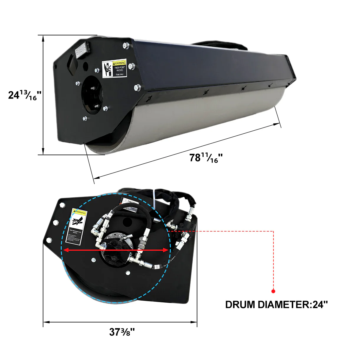 Greatbear 72" Skid Steer Vibratory Roller 24" Smooth Drum Attachment - Image 4