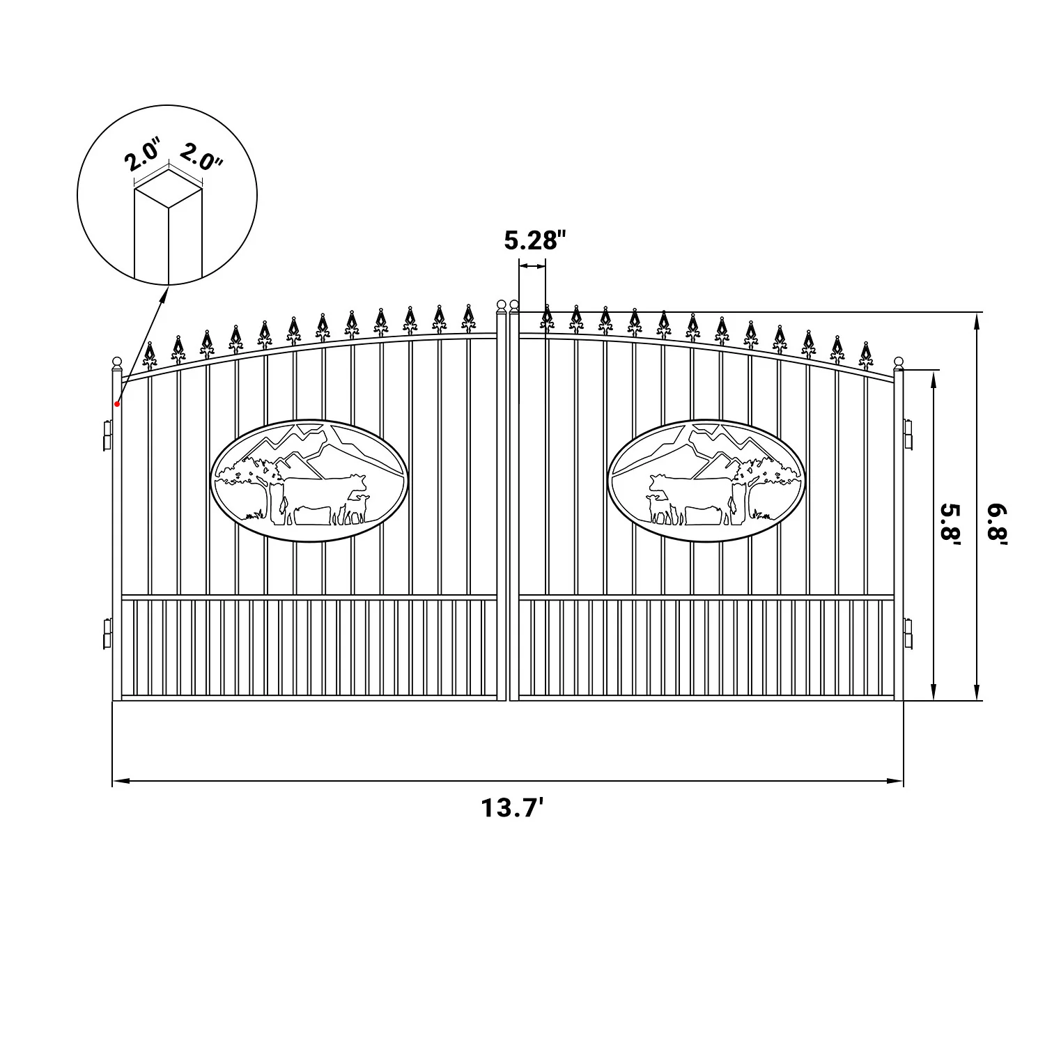 14x8 ft Steel Dual Swing Driveway Gate - Image 4