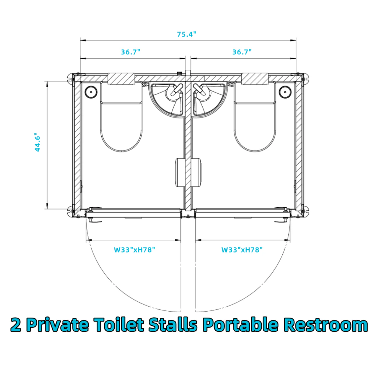 2 Private Toilet Stalls Portable Restroom - Image 10