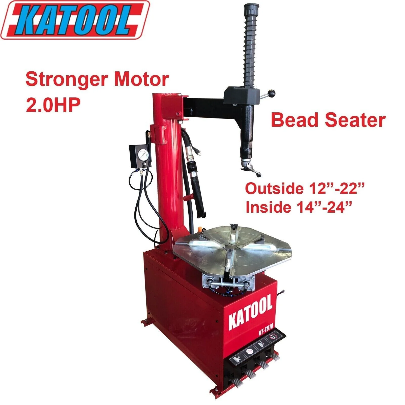 Katool KT-T810 Tire Changer w/ Bead Blaster, Max 24" Rim Clamping - Image 3