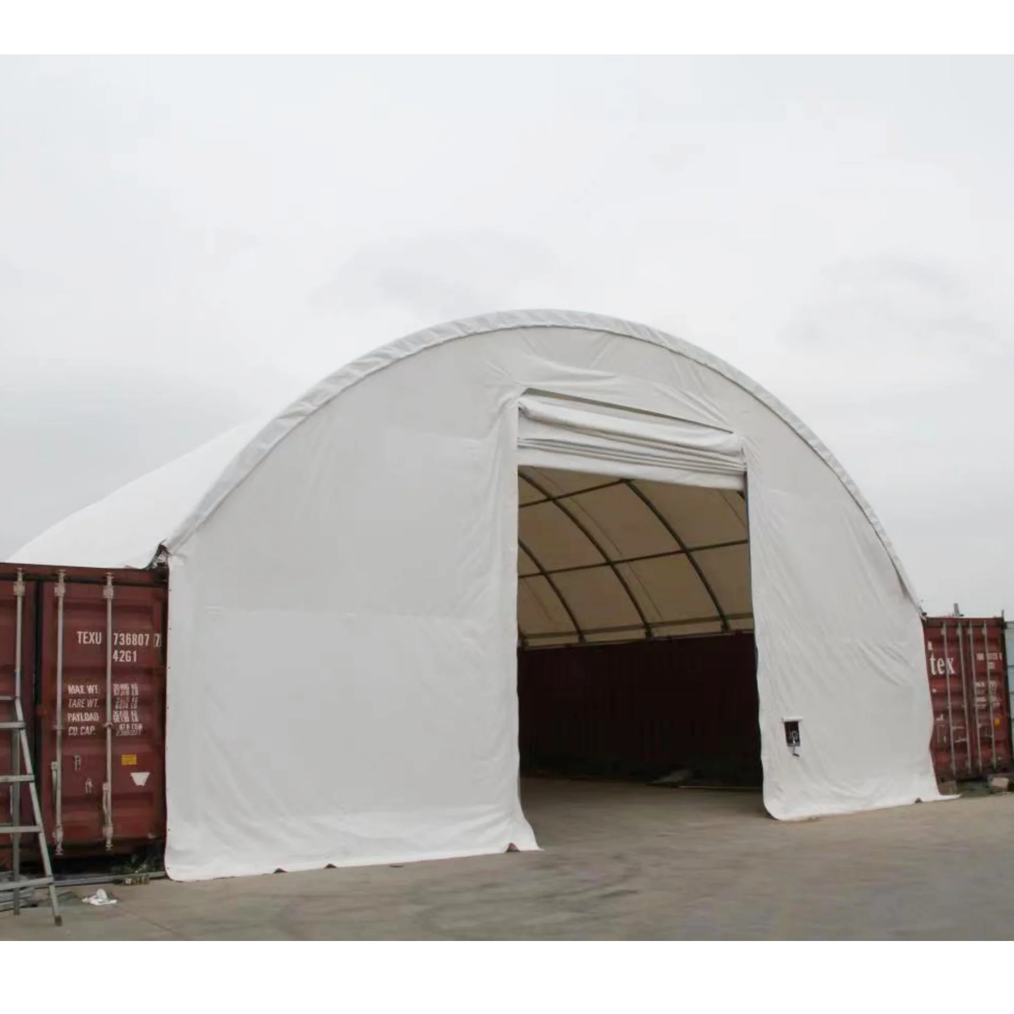 Front cover with Winch door for Shipping Container Canopy Shelter 40'x40'x11' - Image 4