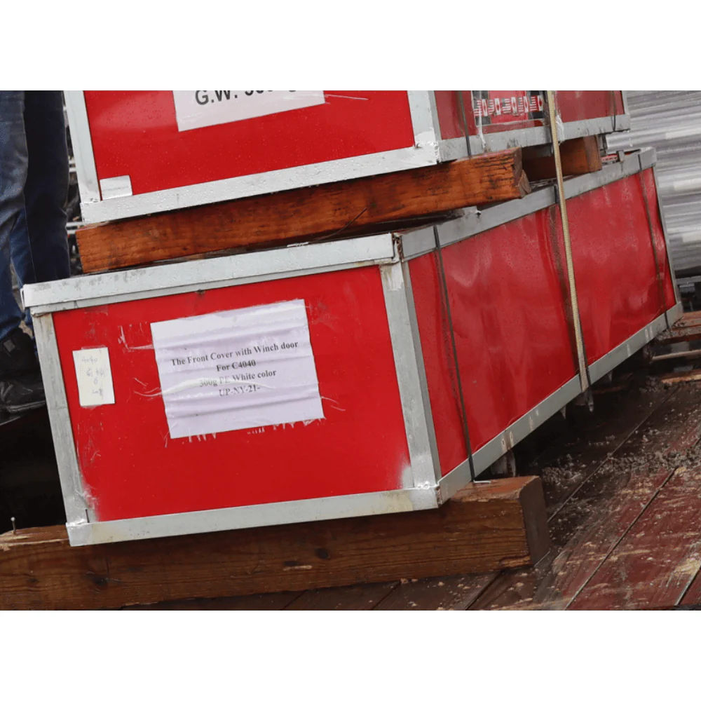 Front cover with Winch door for Shipping Container Canopy Shelter 40'x40'x11' - Image 5