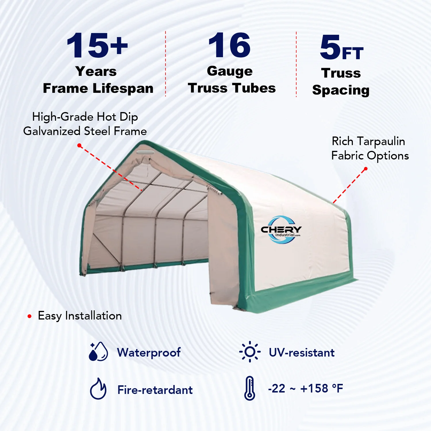 W20'xL20'xH12' Single Truss Storage Shelter - Image 4