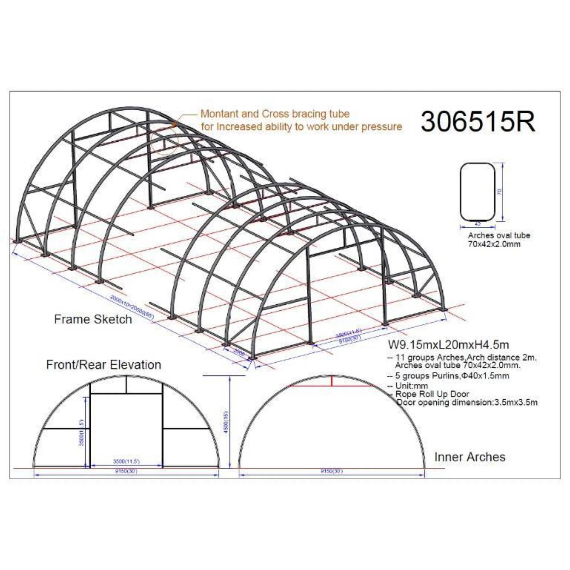 W30'xL65'xH15' Single Truss Arch Storage Shelter - Image 14