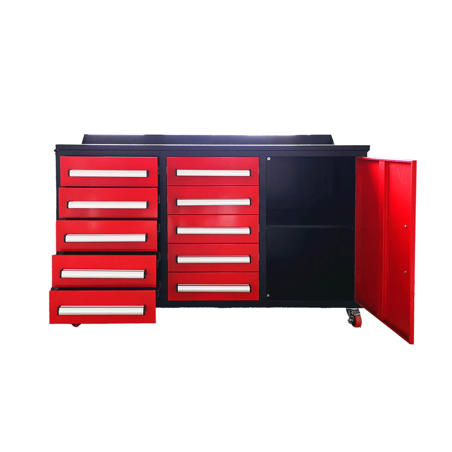 5.5ft Heavy Duty Mobile Workbench with Cabinet & 10 Drawers - Image 3