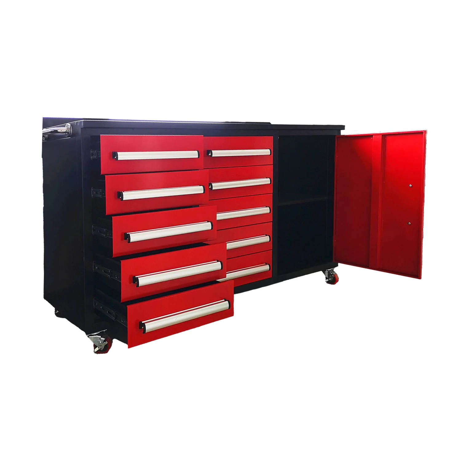 5.5ft Heavy Duty Mobile Workbench with Cabinet & 10 Drawers - Image 4